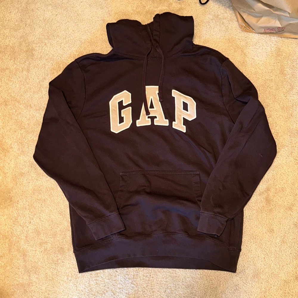 gap large mens brown logo hood